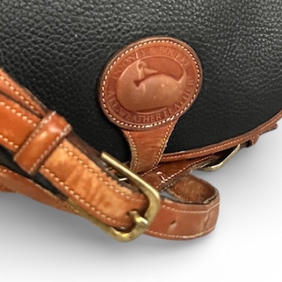 Dooney & Bourke Black Tan All Weather Pebbled Leather Crossbody Saddle Bag USA - Picture 6 of 16